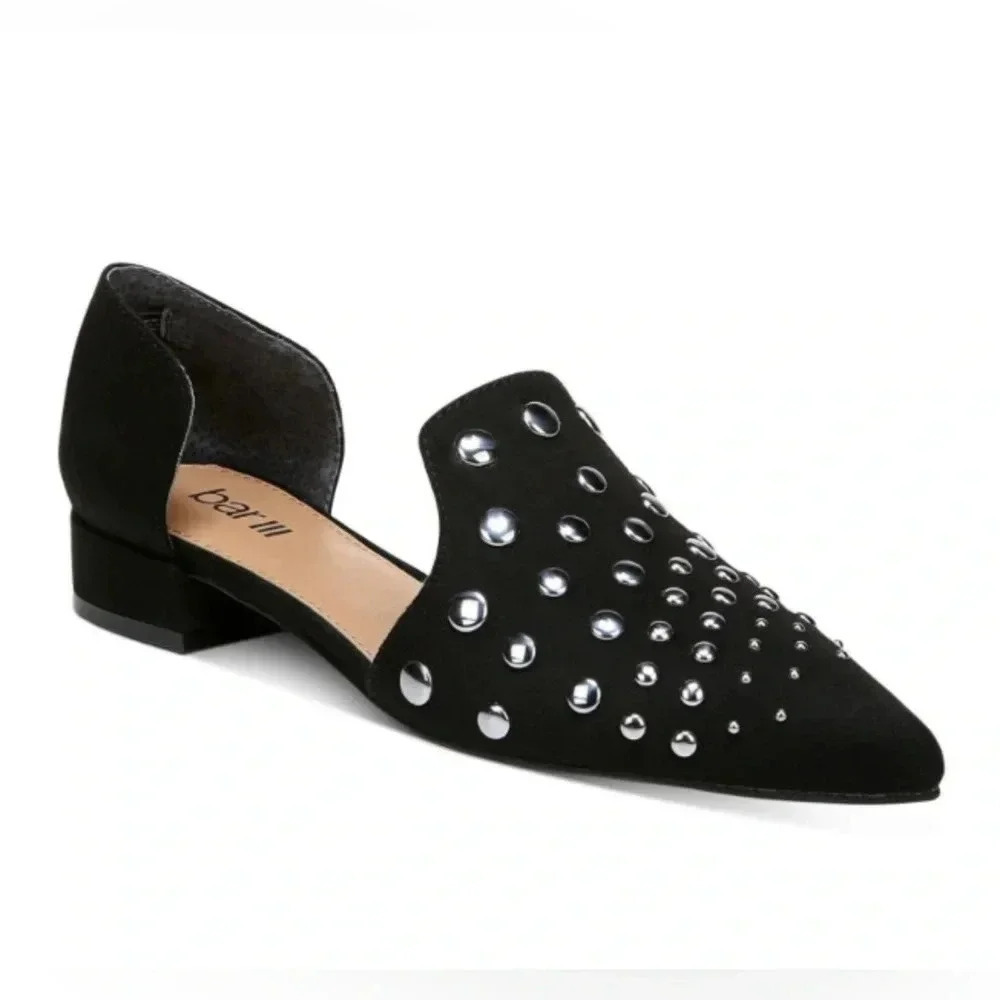 BAR III | Black Closed Back Studded Cansia Pointed Toe Slip On Flats 8.5M (EUC)